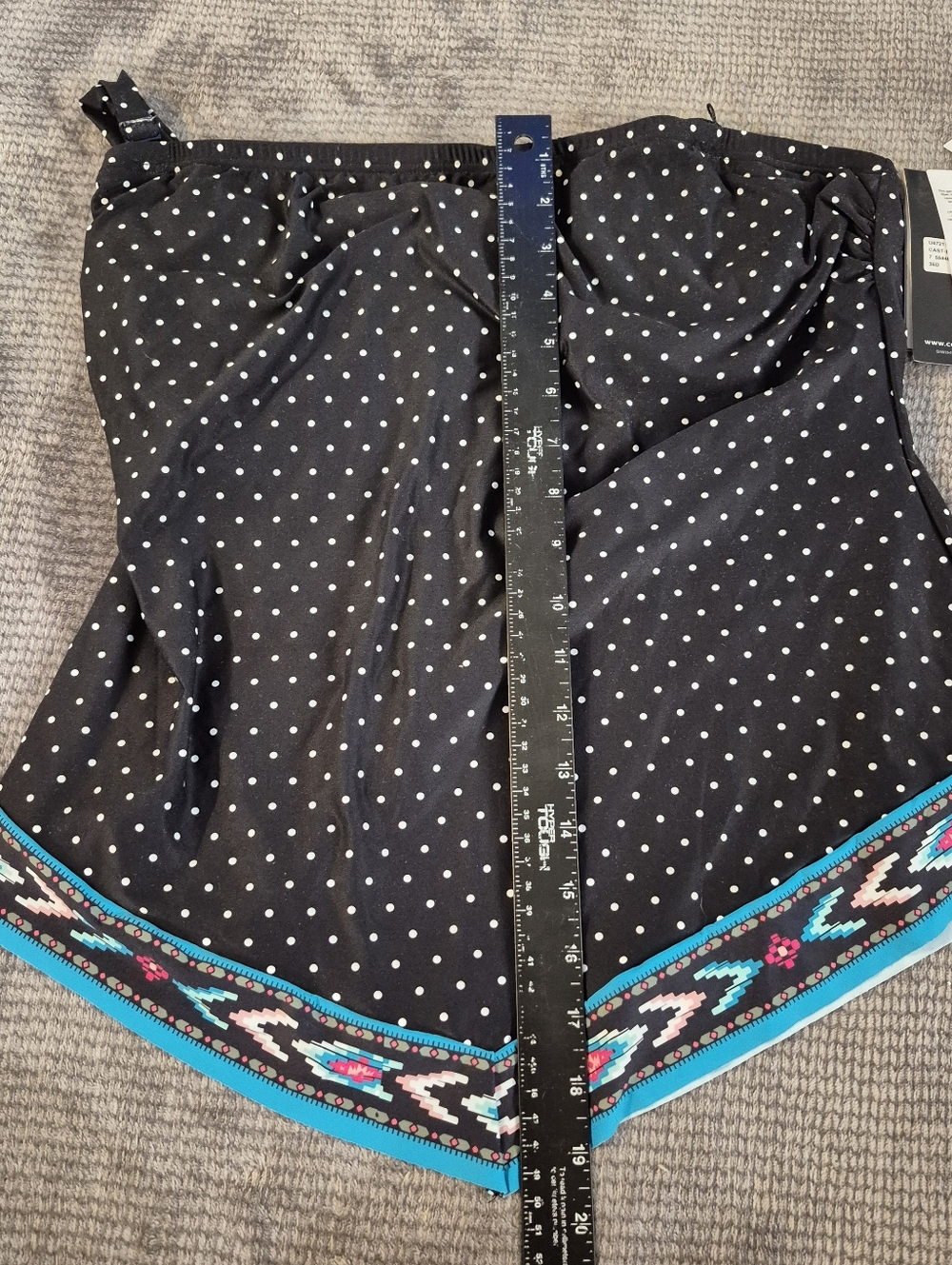 coco reef tankini top 36D Black Geometric Polkadot Underwire Removable Strap NWT - Picture 7 of 7